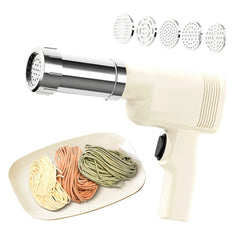 Handheld Noodle Press Gun Cordless Portable Electric Cordless Pasta Noodle Maker 5 Molds USB Charging for Homemade Pasta Gadget