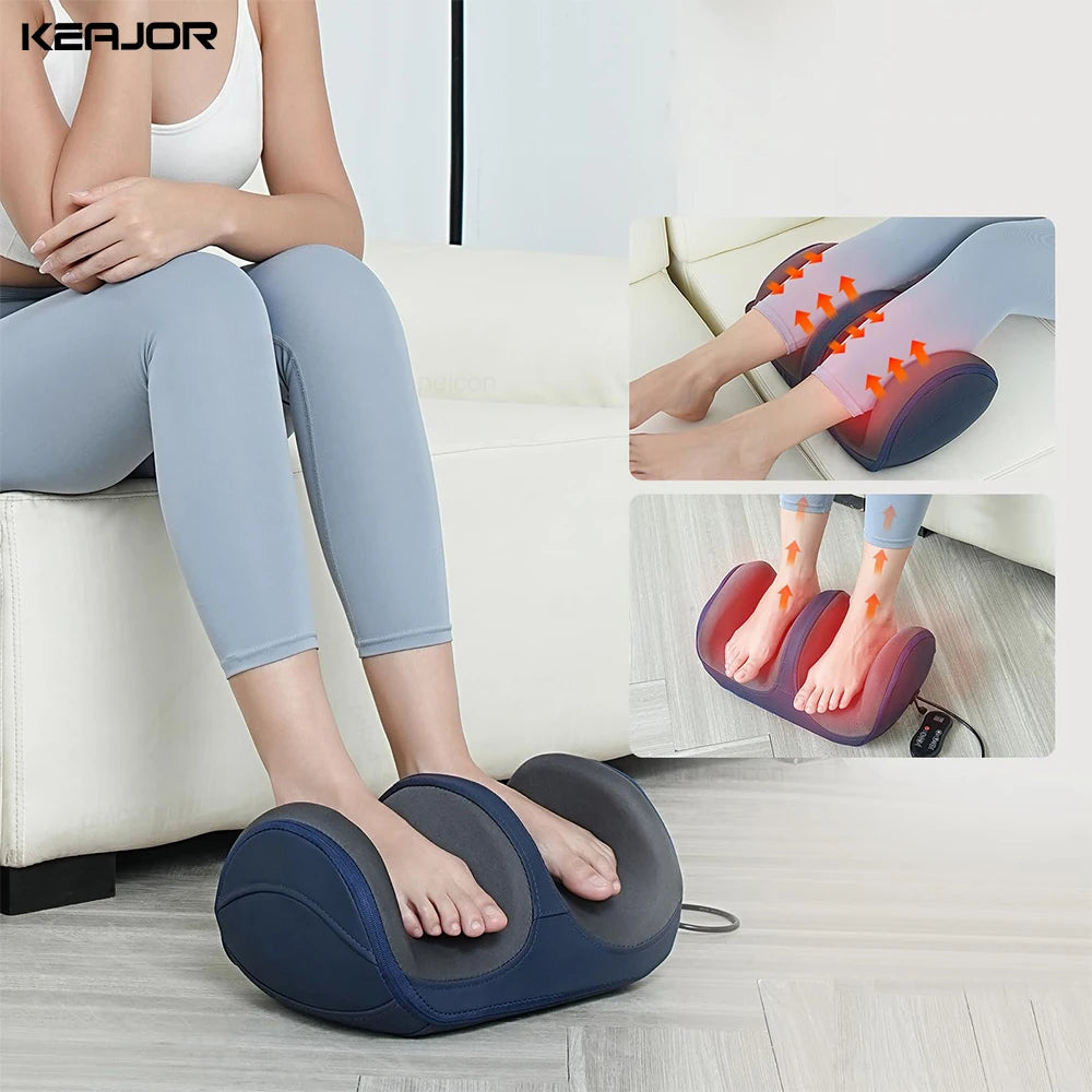 Electric Foot Massager Hot Compression Muscles Pain Relief Heat Roller Shiatsu Kneading Relax Machine