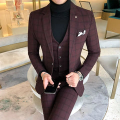 Men's Casual Business Suit 3pcs Set