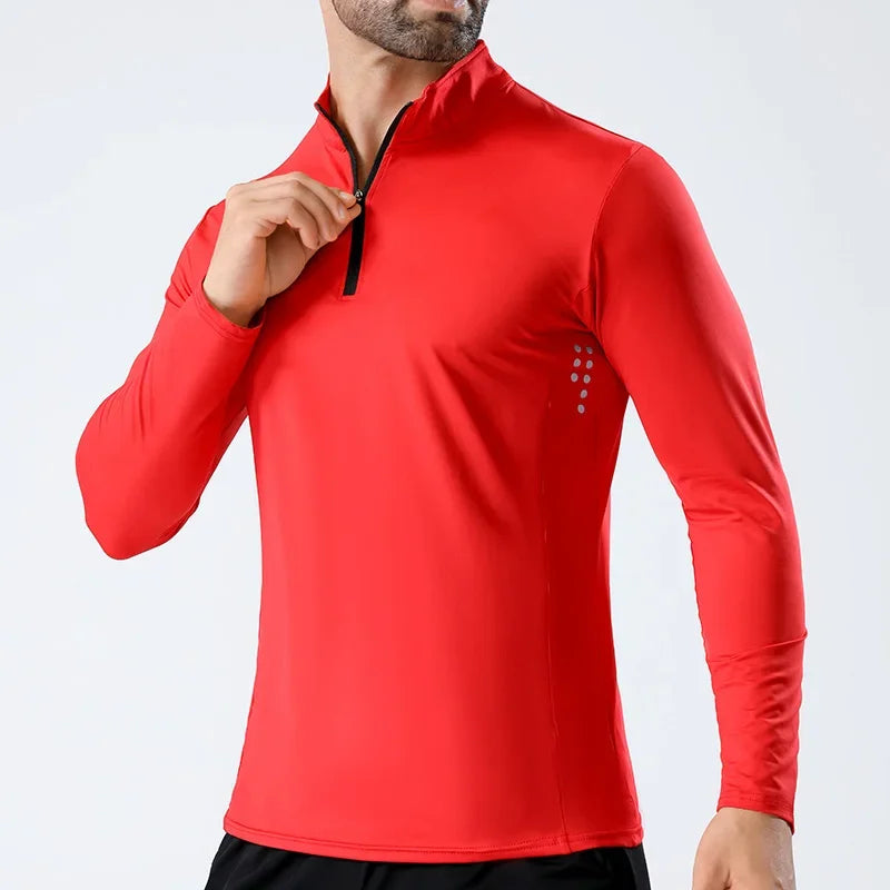 Men Half Zip Quick Dry Jacket Long Sleeve Standing Collar Top