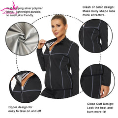 LAZAWG Sauna Jacket for Women Sweat Top Weight Loss Long Sleeves Thin Thermo Sportwear