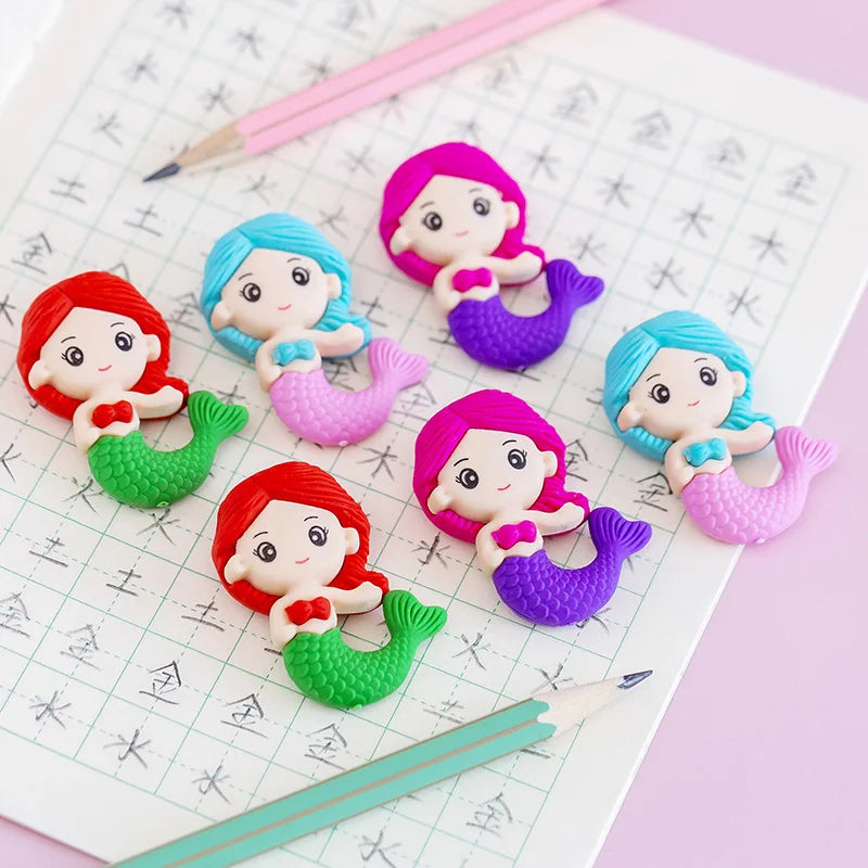 Cartoon Mermaid Rubber Pencil Eraser Cute Erasers School Office Supplies for Kids Prizes Stationery