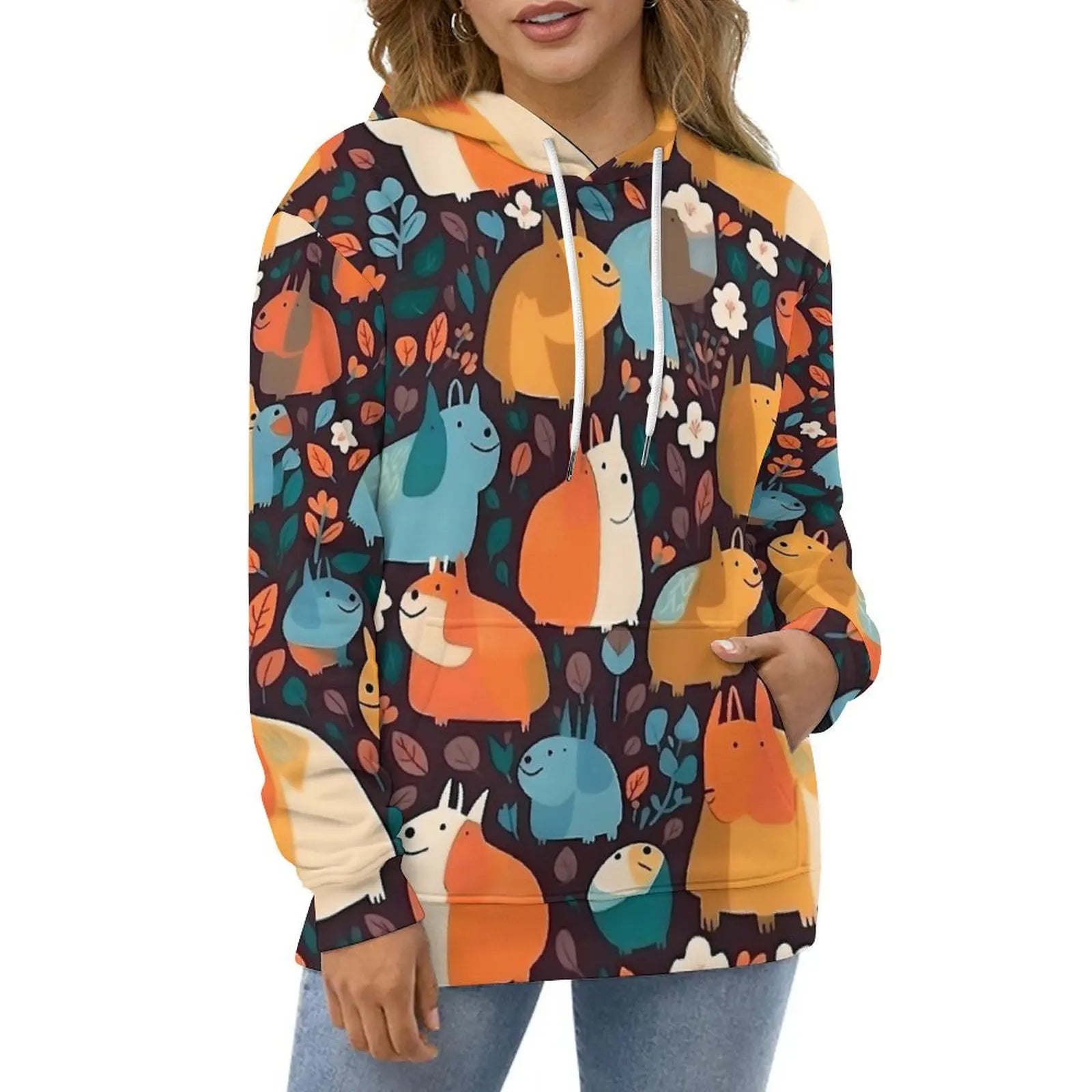 Women's Long Sleeve Street Fashion Design Loose Oversized Sweatshirts