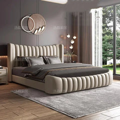 Wood Couple Bed Queen Size Multifunction Modern Lounge Bedroom Bed