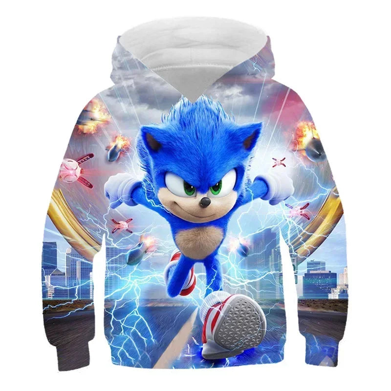 Children's Clothes Sonic 3D Hoodie for Kids Boys and Girls Cartoon Printing Sweatshirt Long Sleeve Spring Autumn Animation