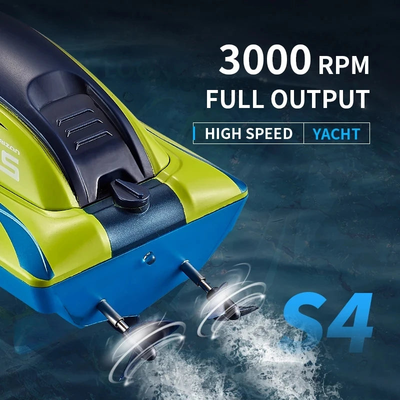 2.4G RC Boat S4 15km/h Dual Motor Waterproof High-speed Boat Summer Outdoore Water Remote Control Ship