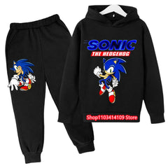 Kids Sonics Hoodies Sets Children Cotton Autumn And Spring Long Sleeve Sweatshirts Trousers 2pcs Costume Outfits