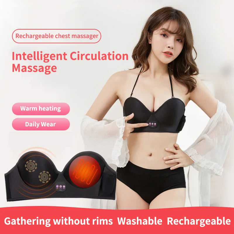 Electric Breast Massage Bra Infrared Heating Chest Enlargement Stimulator Enhancer Massager