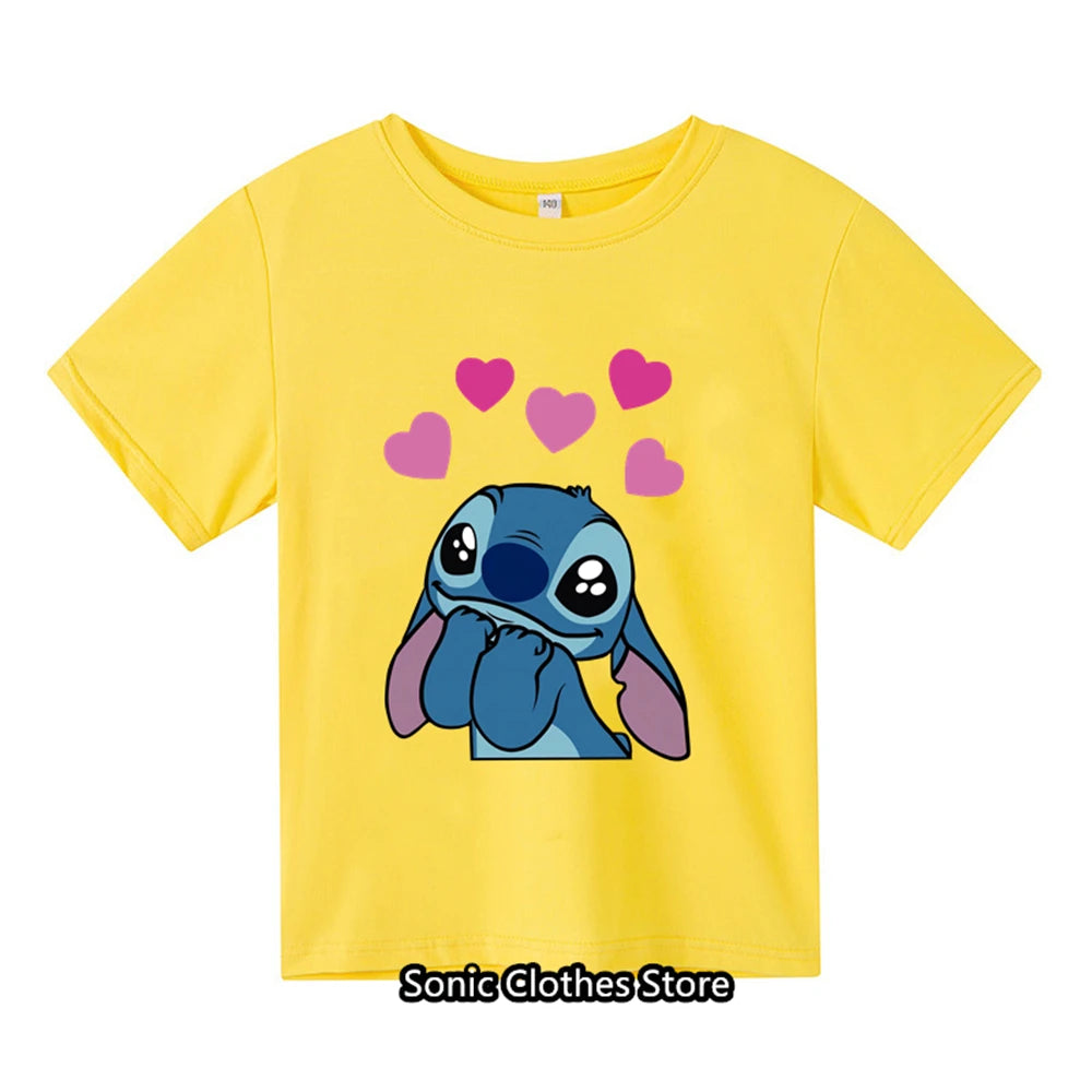 Stitch Tshirt Kids Clothes Boys Girls Clothing Baby Anime Fashion Summer Children's Cartoon Casual T-shirts Sonic Short Sleeve