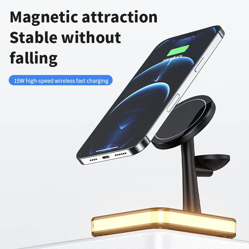 25W 3 in 1 Magnetic Wireless Charger Stand For iPhone 12 13 14 Pro Max Airpods Apple watch 8 7 6 5  Fast Charging Dock Station