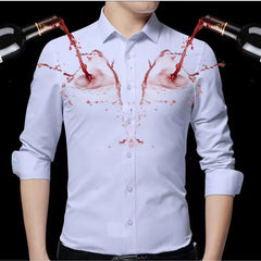 Men's Bamboo Fiber Shirts Long Sleeve Waterproof Anti Fouling No Ironing Solid Fit Social Camisas