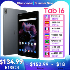 Blackview Tab 16 Tablet 11'' 2K FHD+ Display Pad Android 12 T616 Widevine L1 8GB 256GB 7680mAh 13MP Camera Dual 4G Tablets PC