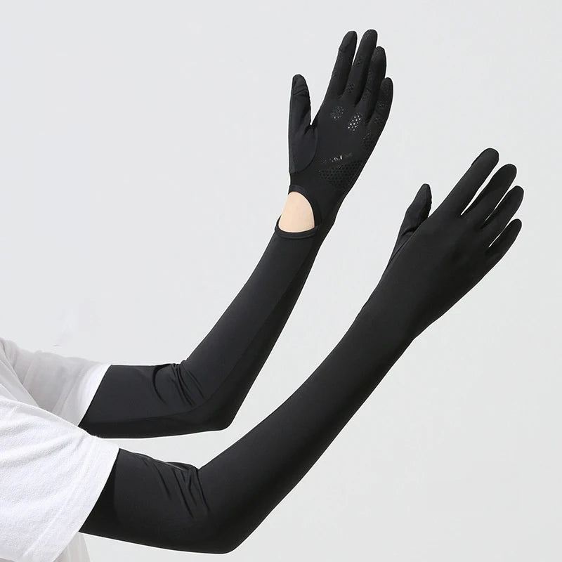 Sunscreen Gloves Female Long Sleeve Summer Cycling UV Long Arm Protection Thin Ice Silk Sleeve Set Ice Sleeve