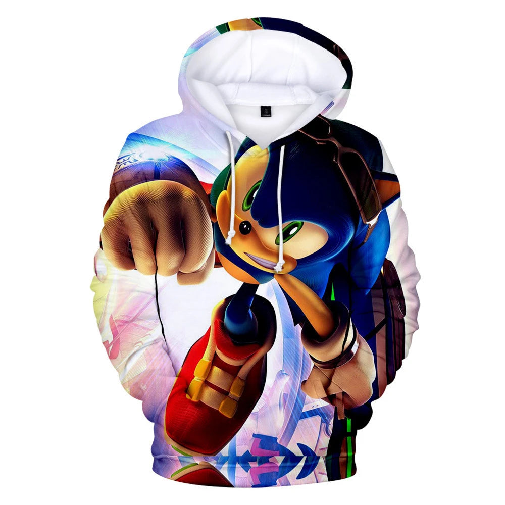 Children's Clothes Sonic 3D Hoodie for Kids Boys and Girls Cartoon Printing Sweatshirt Long Sleeve Spring Autumn Animation