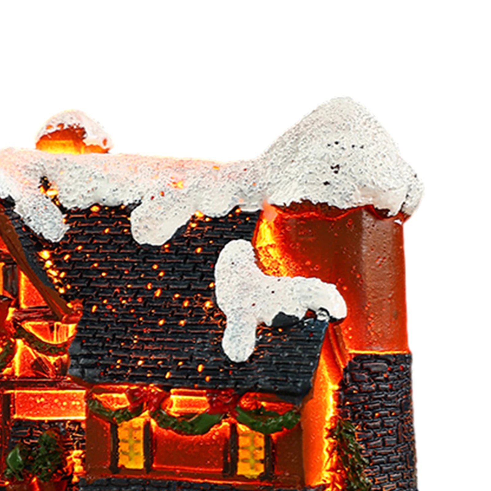 Christmas Village Scene for Home Desktop Ornaments Resin House Snowy Winter Town With LED Light