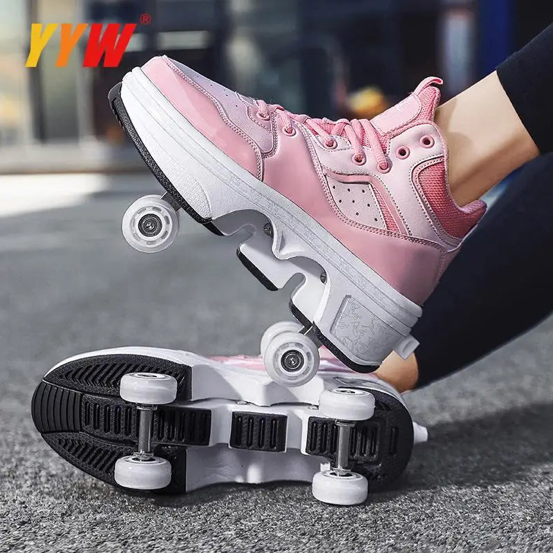 Portable Deformation Roller Skate Shoes Parkour Roller Shoes Sneakers