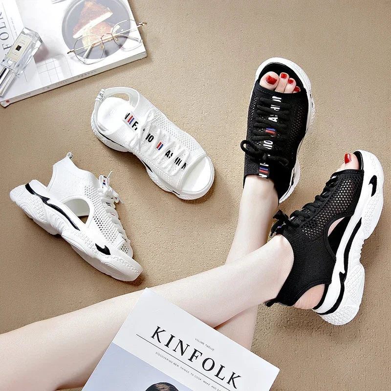 Women's Sports Sandals 2023 Summer New Hollow Flat Ins Fashion All-match Platform Platform Casual Shoes Women Sport Sandalias