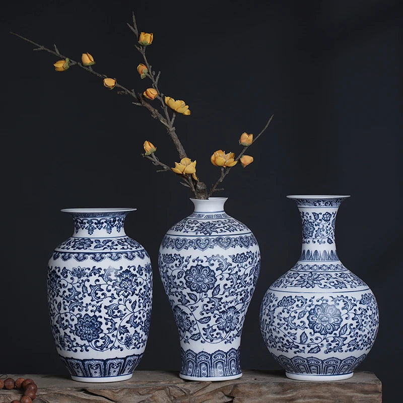 Jingdezhen-Blue and White Porcelain Flower Vases, Ceramic Vase