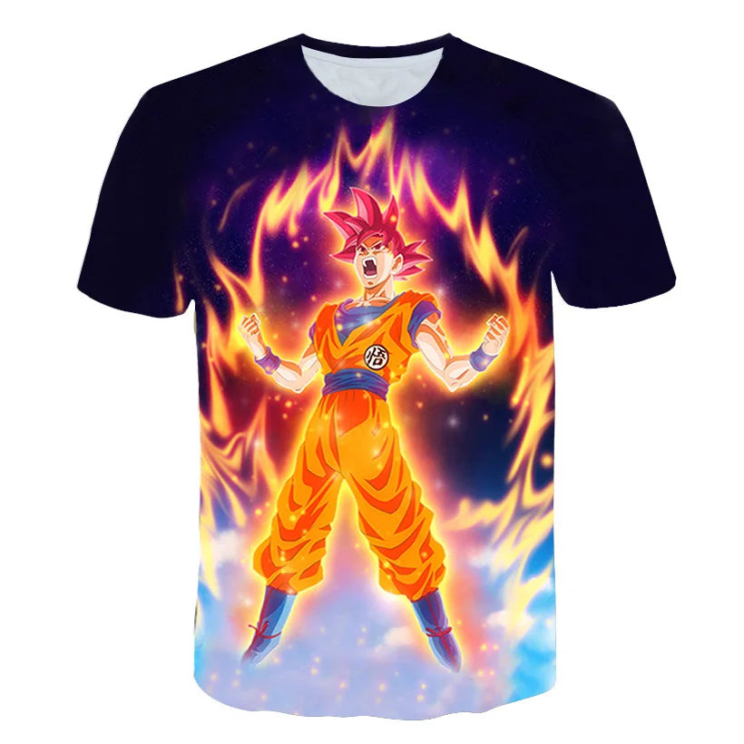 Men's cartoon anime Dragon Ball Z T-shirt for children and boys T-shirt for children's summer short sleeved men's T-shirt