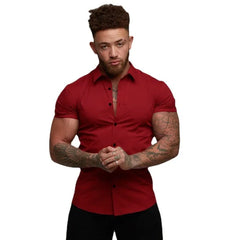 Men's Fashion Dress Shirt Summer Classic Slim Fit Button Short Sleeve Shirts