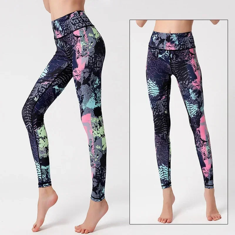 Cloud Hide Yoga Pants Women Flower High Waist Sports Leggings