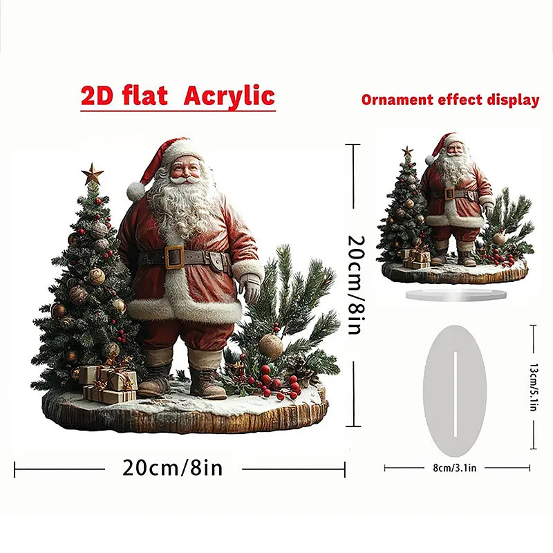 Santa Claus Acrylic 2D Flat Ornaments Decoration Christmas Gift Holiday Atmosphere Noel Home Desktop Ornaments