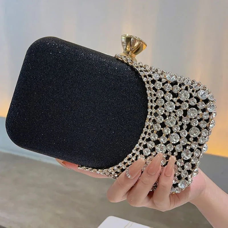 Women metal silver gold shell bag cute Evening Clutch Bag with strap For Wedding Party small Purses