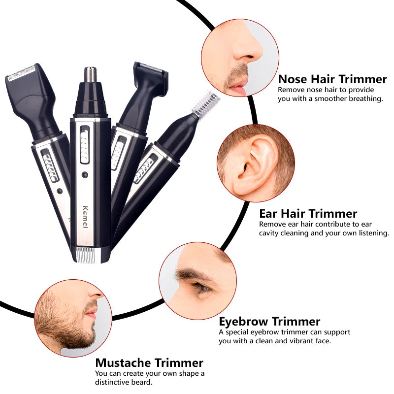 4 in1 Electric Nose Ear Trimmer For Men Shaver Rechargeable Hair Removal Eyebrow Trimer