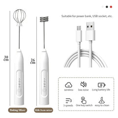 Kitchen Accessories Coffee Stirrer Baking Mixer USB Charging Electric Egg Beater 2-in-1 Double Head Milk Whisk Tools Gadgets Bar