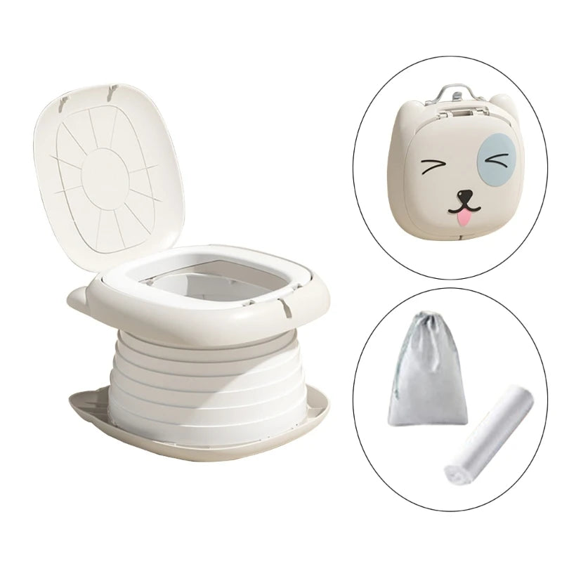 Portable Children Folding Toilet Cartoon Kids Toilet Lightweight & Compact Baby Travel Potty Easy to Carry Child Potty