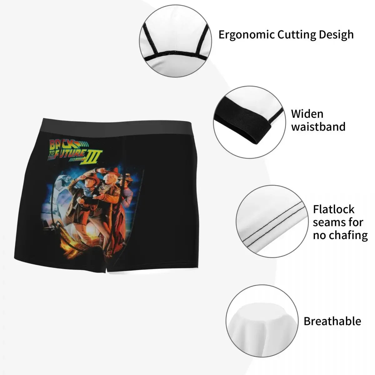 Custom Male Novelty Back To Future Underwear Marty Mcfly Delorean Time Travel 1980s Movie Boxer Briefs Stretch Shorts Panties