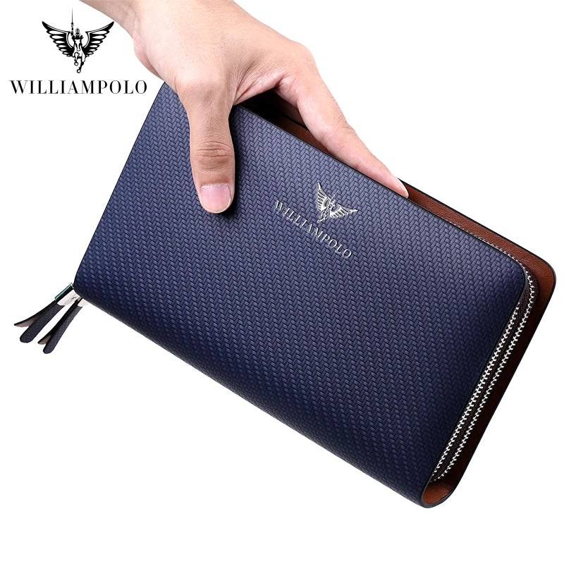 WILLIAMPOLO Men's Wallet Business Large Capacity Clutch Bag