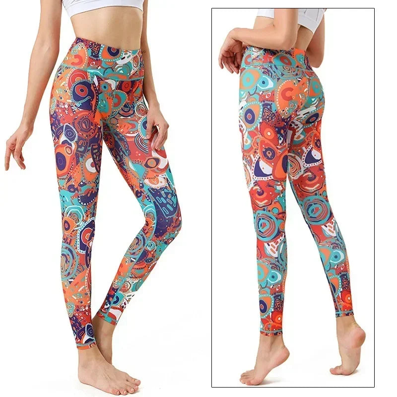 Cloud Hide Yoga Pants Women Flower High Waist Sports Leggings