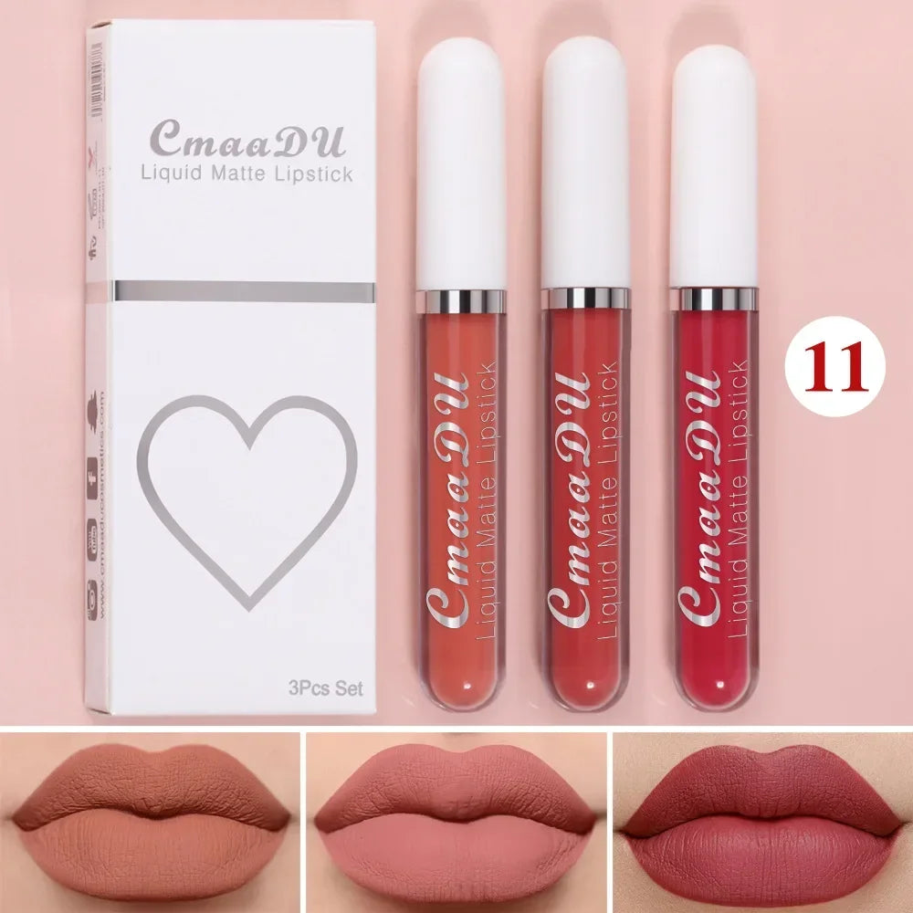 Waterproof Matte Nude Lip Gloss Brown Nude Pigment Dark Red Long Lasting Velvet Liquid Lipstick