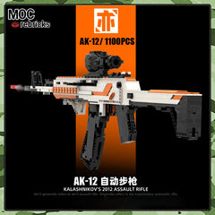 Firearms Series MOC Bricks AK-12 Automatic Building Block Rifle Can Shoot Bullet Assembly Model