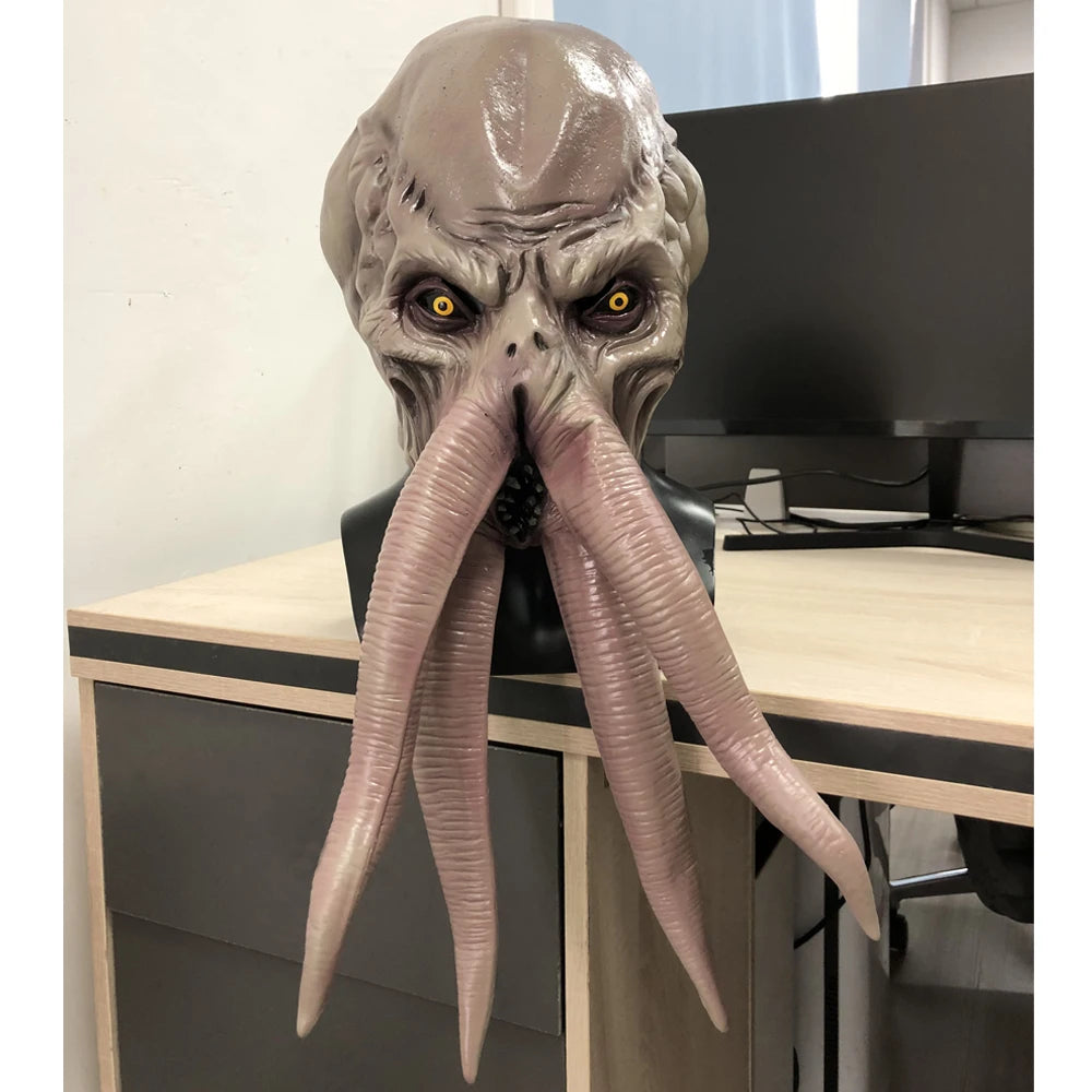 Game Lallathin Mind Flayer Squidgy Mask Cosplay Animal Octopuses Monster Latex Helmet Halloween Party Costume Props