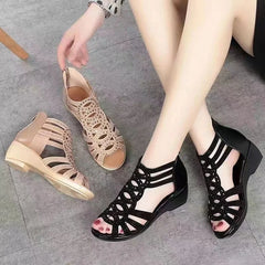 Women‘s Casual Soft Leather Roman Sandals Summer Wedge Slippers Fashion Platform Shoes