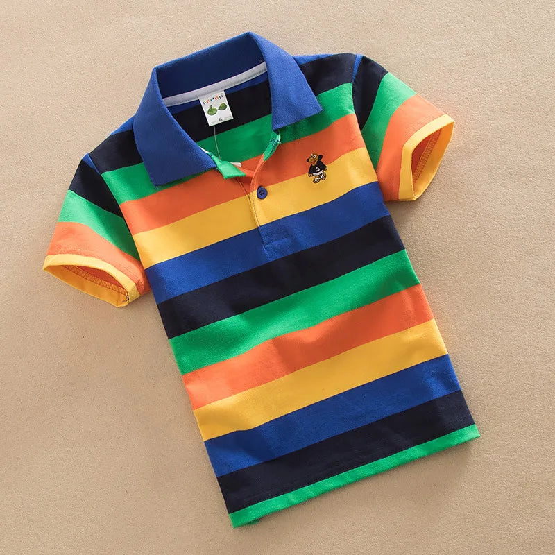 Summer Boys Polo Shirts Short Sleeve T-shirt For Kids Boy Bottom Solid Color Children Sweatshirts Baby Clothing 3-14T