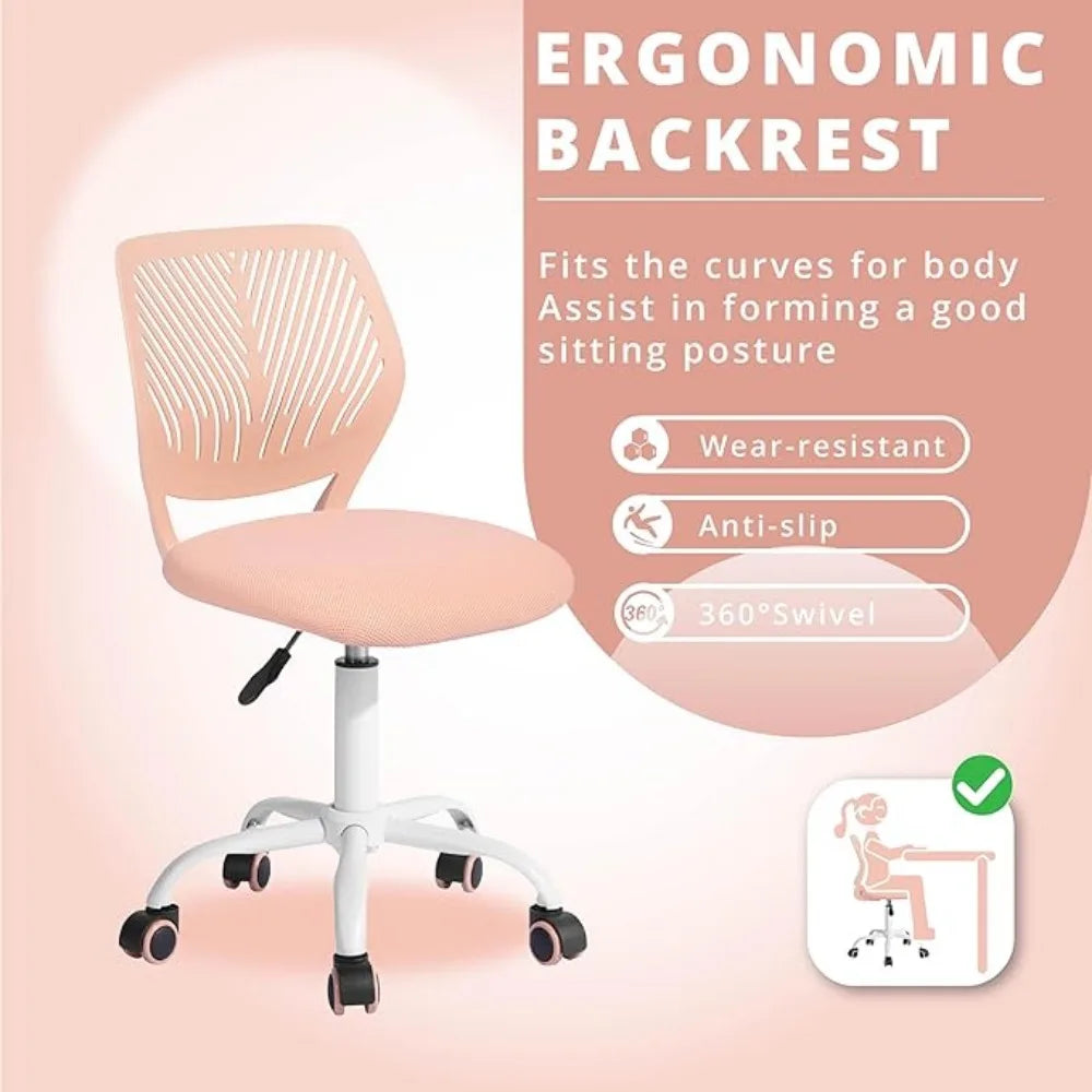 Office Chairs,360 Swivel, Low Mid PP Mesh Back Fabric Seat, Height Adjustable, Rolling Castor, Office Chairs