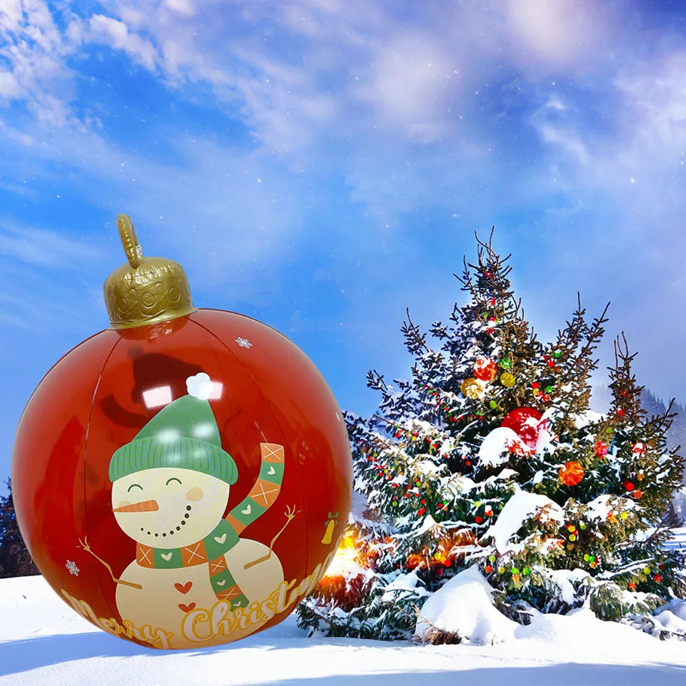 60cm Outdoor Christmas Inflatable Decorated Ball PVC Giant Big Large Balls Xmas Tree Decorations