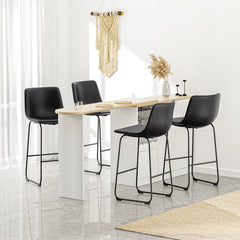 Height Bar Stools with Back, Modern Faux Leather Stools with Metal Legs and Footrest