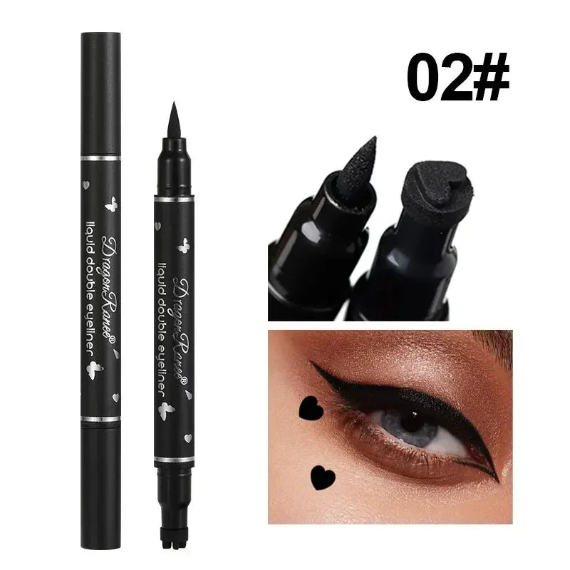 2 IN 1 Butterfly Seal Eyeliner Pen Star Moon Stamp Long-Lasting Waterproof Black Liquid Eye Liner Pencil Eyes Makeup Cosmetic