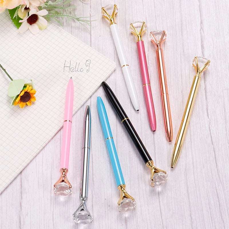 20Pcs Diamond Ballpoint Pens Gold Large Crystal Pens