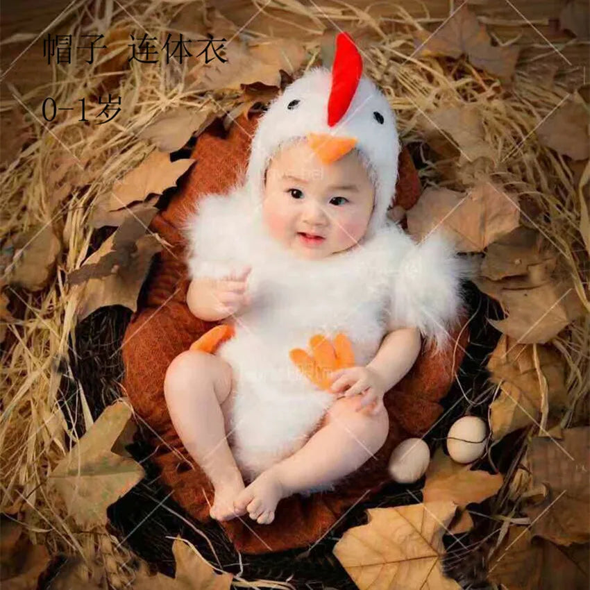 Halloween Cosplay Costume Chicken Baby Photography Suit Newborn Baby Infant Studio Shoot Outfits