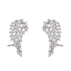 Bling Bling Wing Shaped Stud Earrings for Women Full CZ Dazzling Lady's Engagement Wedding Party Fashion