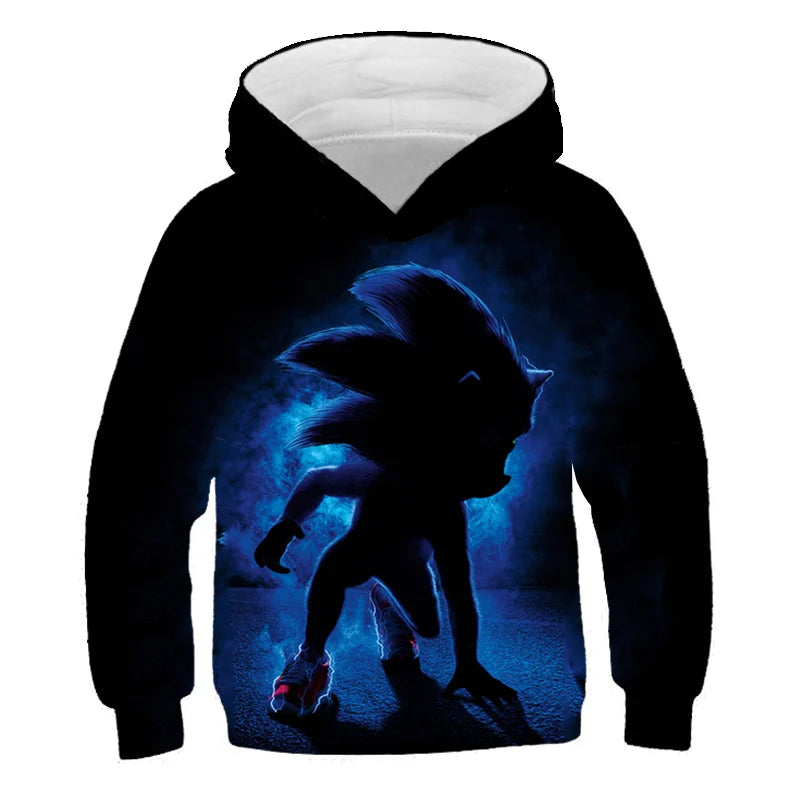 Japanese anime Sonic children's boy cartoon hoodie sweatshirt  3D printed cartoon boy and girl hoodie sweatshirt