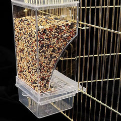 No Mess Bird Feeders Automatic Parrot Feeder Drinker Acrylic Seed Food Container Cage Accessories