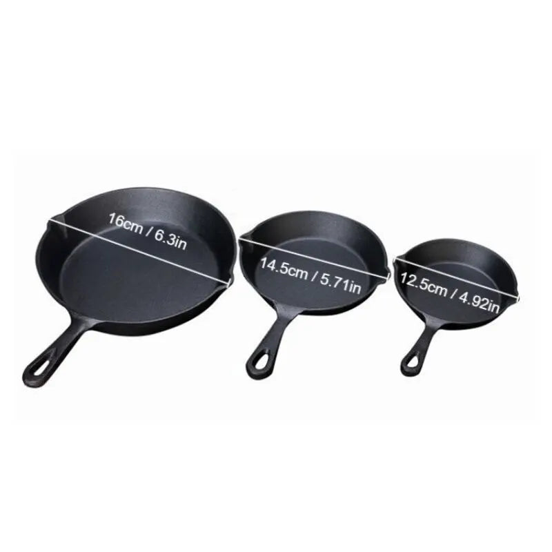 Frying Pan Cast Iron Uncoated Black For Food Frying, Cooking And Stir-Frying Kitchen Utensils