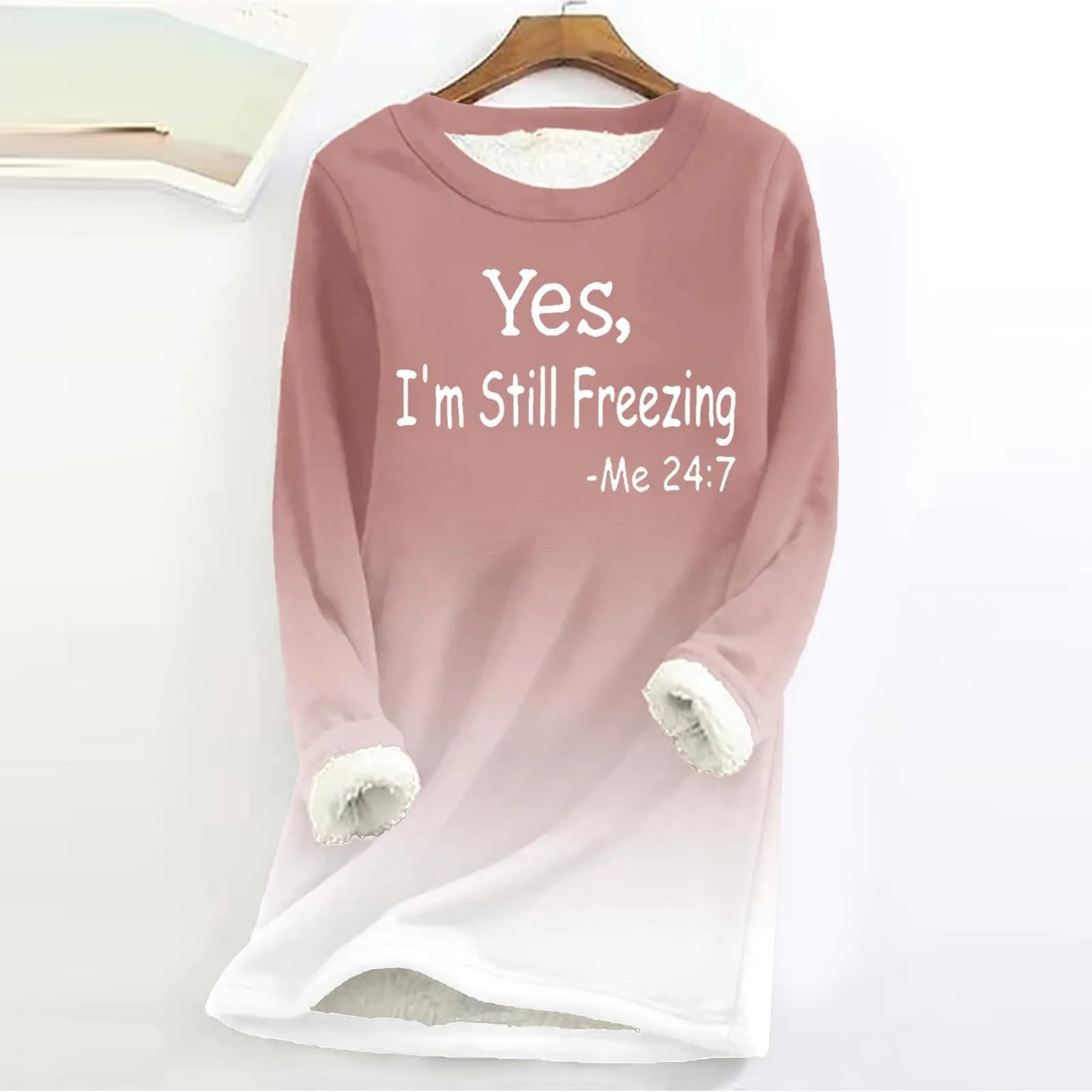 Thick Fleece Warm Sweatshirt For Women Fashion Casual Long Sleeve Letter Print Top Velvet Warm Round Neck Tops