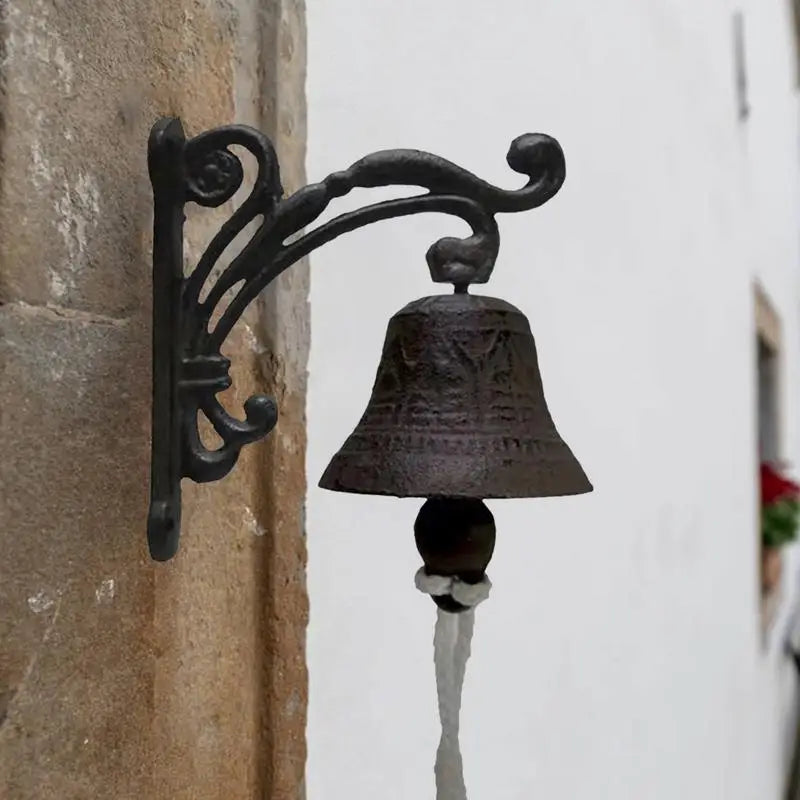 Retro Garden Rustic Bell Vintage Large Cast Iron Wall Mounted Metal Door Bell for Farm House